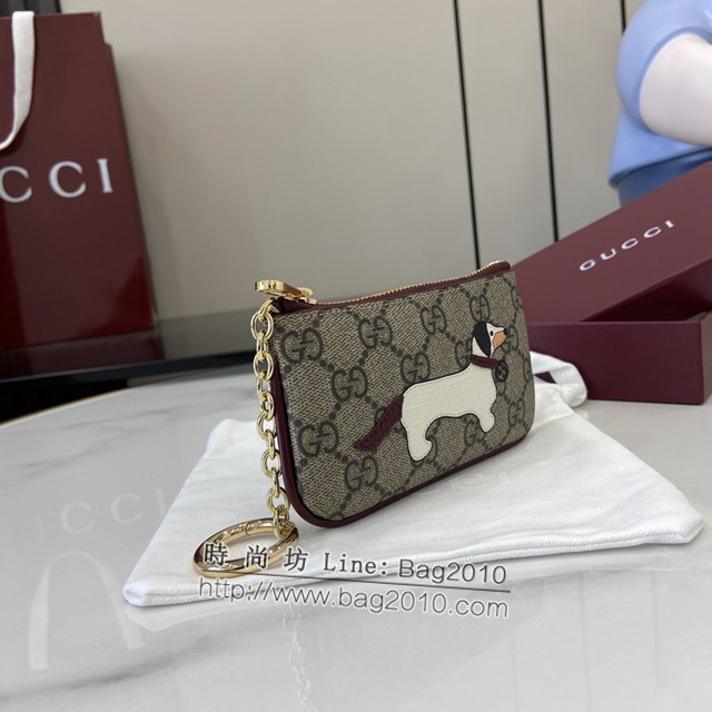 Gucci專櫃古馳最新款飾小狗細節GG迷你錢包零錢包 jh2032型號：818768
